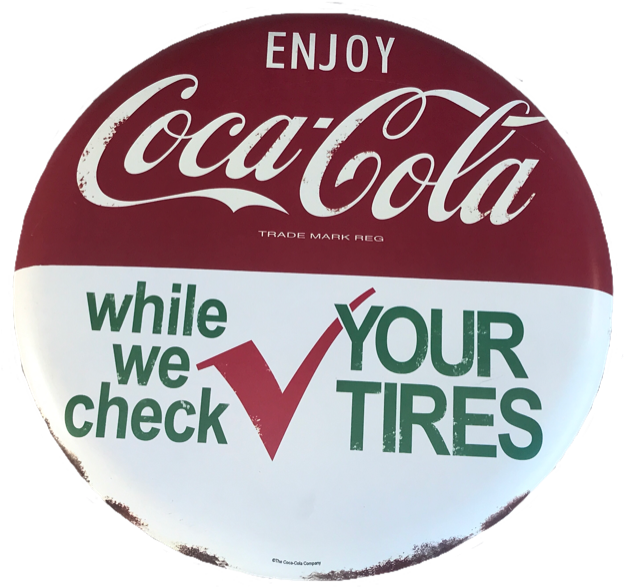 Coca-cola Tire Check Button Sign - Enjoy Coca Cola Year (640x610), Png Download