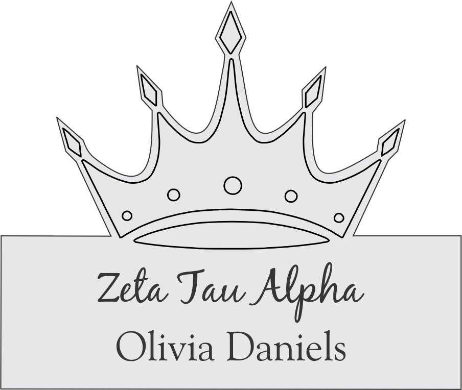 Zeta Tau Alpha New Crown Name Badge - Crown Name Tags (904x764), Png Download