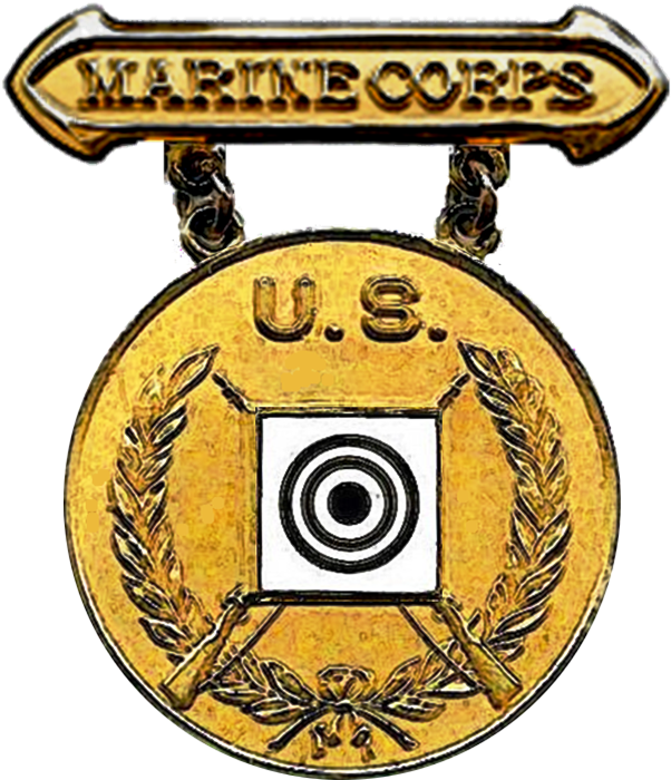Former Usmc Gold Rifle Marksmanship Competition Badge - Marine Corps Rifle Matches (614x702), Png Download