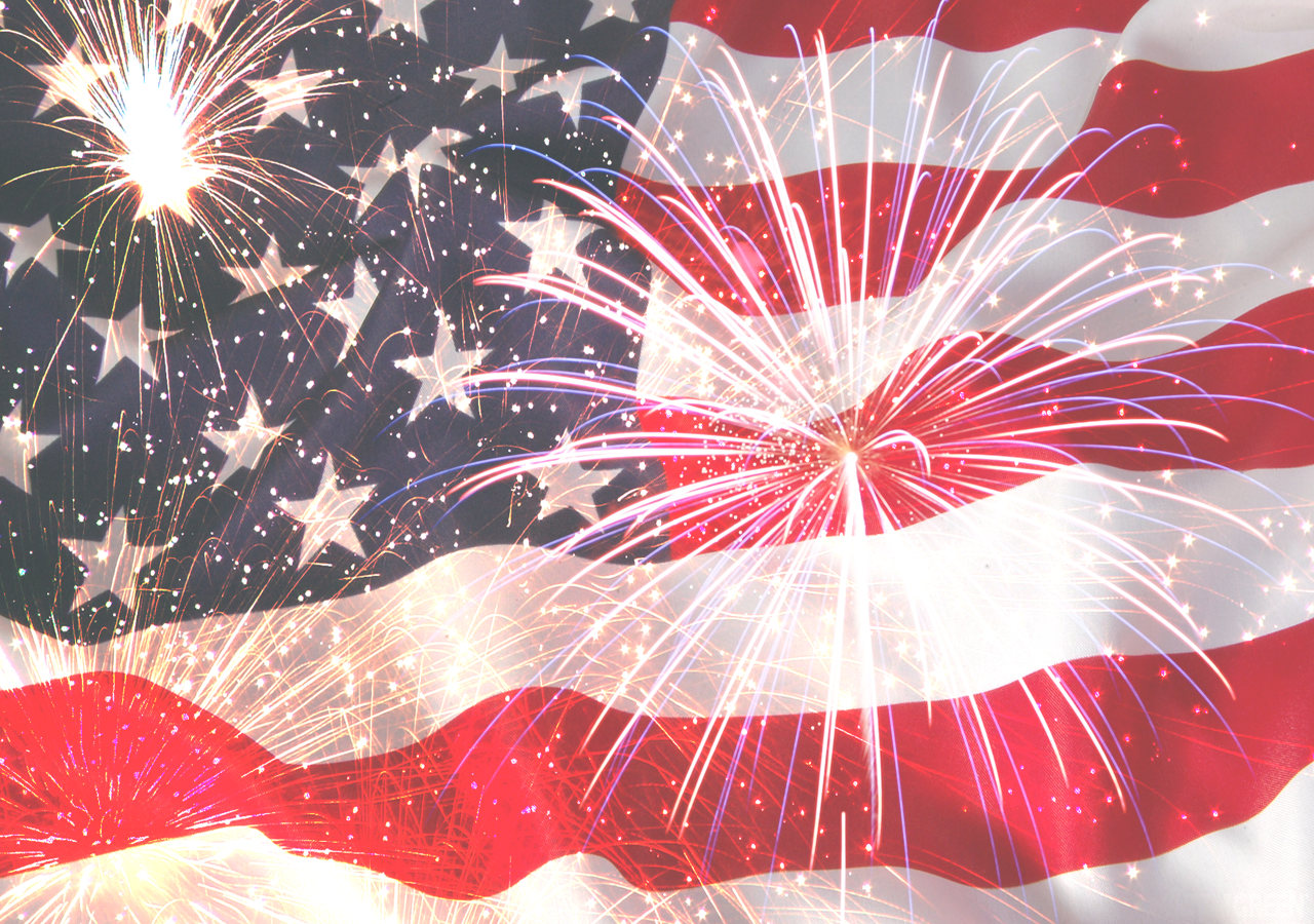 American Flag Computer Wallpaper Background Desktop - American Flag Fireworks Background (1280x900), Png Download