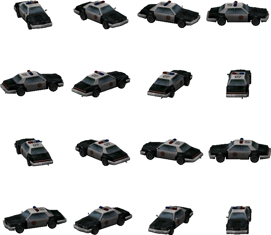 Police Car Sprite Sheet (872x872), Png Download