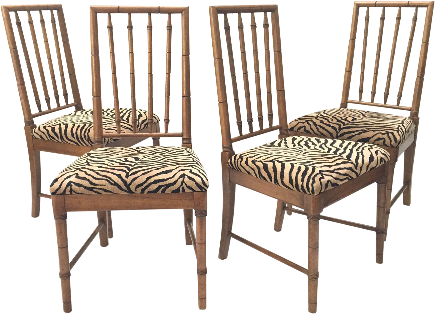 Bamboo Tiger Print Dining Chairs - Chair (1627x1172), Png Download