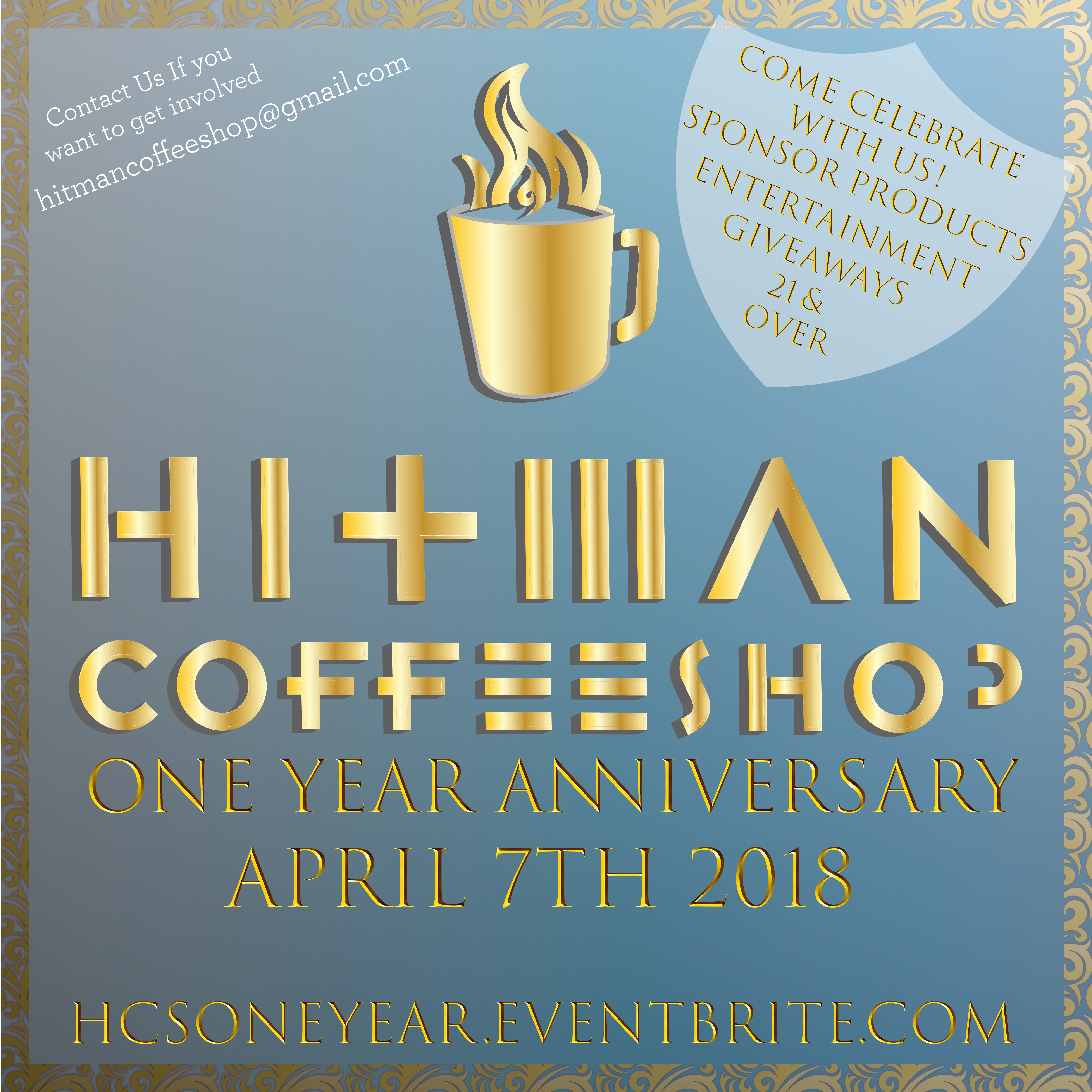 Hitman Coffee Shop 1 Year Anniversary - Poster (5392x5000), Png Download