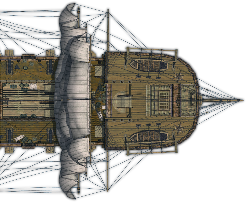 Top Down Sailing Ship (980x840), Png Download
