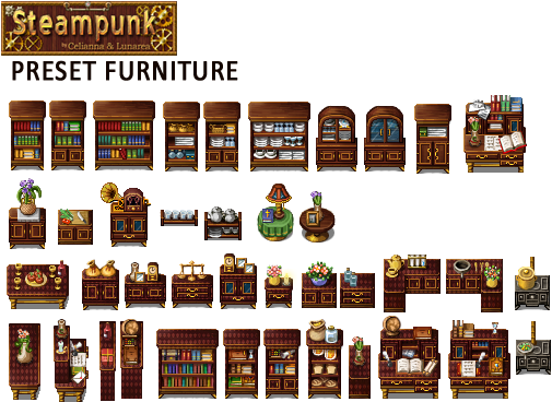 Rpg Maker Steampunk Tileset (522x385), Png Download