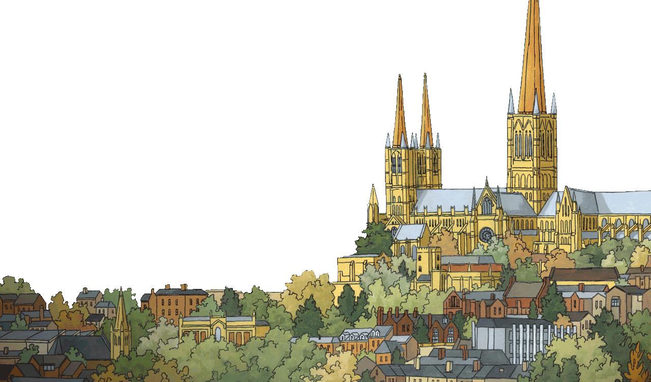 Cathedral Skyline Lincoln Cathedral - Lincoln Cathedral With Spires (1280x751), Png Download