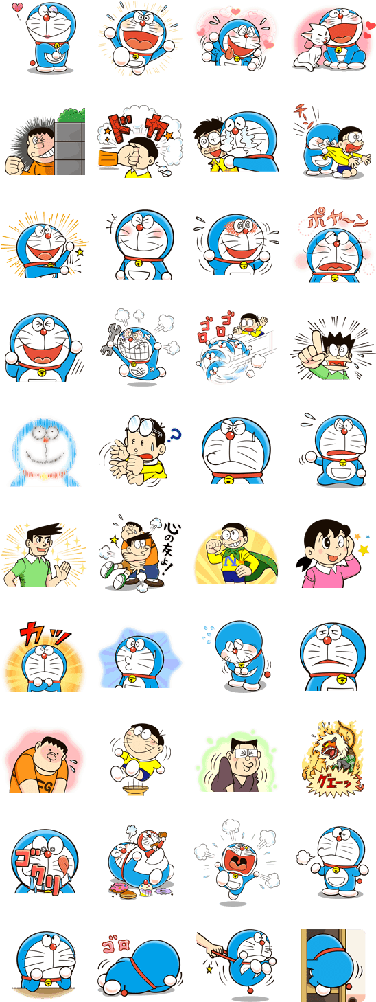 Doraemon's Many Emotions - Pokemon Chat Pals Stickers (420x1121), Png Download