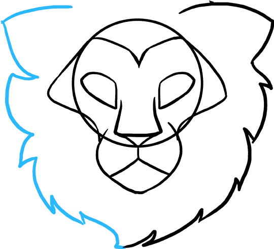How To Draw Lion Head - Draw A Lion Face (680x678), Png Download