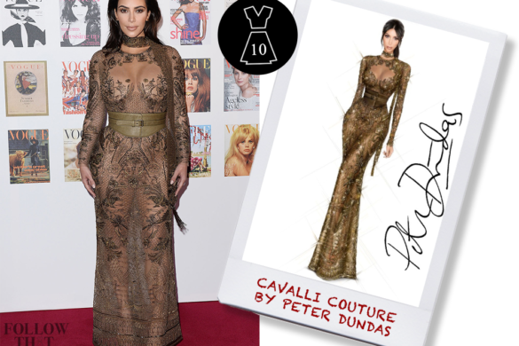 Kim Kardashian In Cavalli Couture - Kim Kardashian Uk Vogue (585x390), Png Download