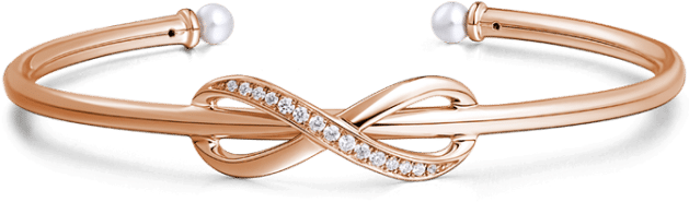Infinity Love Open Cuff Bangle With Swarovski Pearl - Bangle Bracelets Soufeel Infinity Love Bangle Rose (750x750), Png Download