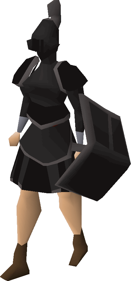 Black Trimmed Set Equipped - Rune Plateskirt T (427x913), Png Download