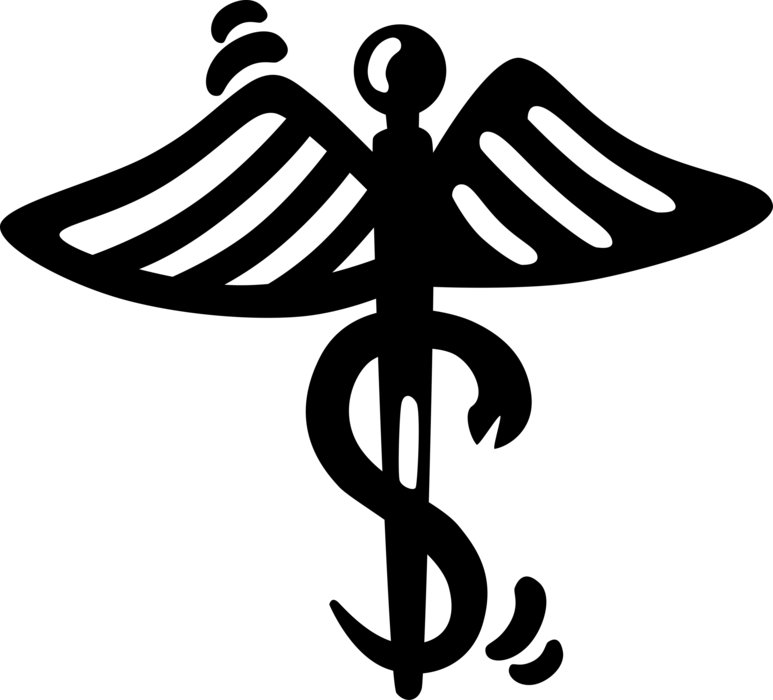 Vector Illustration Of Caduceus Staff Entwined By Two (773x700), Png Download