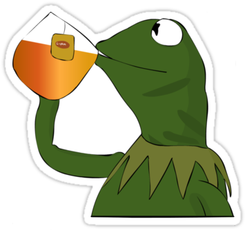 Kermit Drinking Tea Emoji Download - Transparent Kermit Sipping Tea (375x360), Png Download