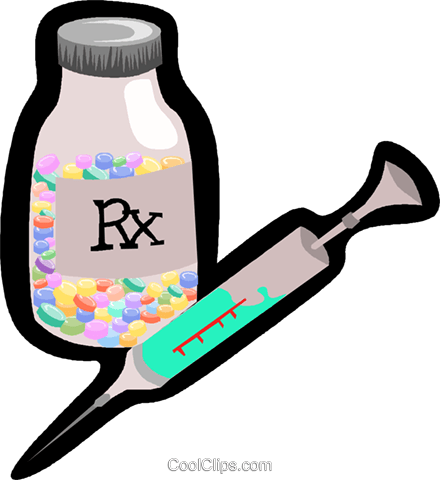 Pill Bottle With Hypodermic Needle Royalty Free Vector - Gif Antibiotics (440x480), Png Download