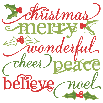 Christmas Words Set Cute Christmas Words Clipart Svg (432x432), Png Download