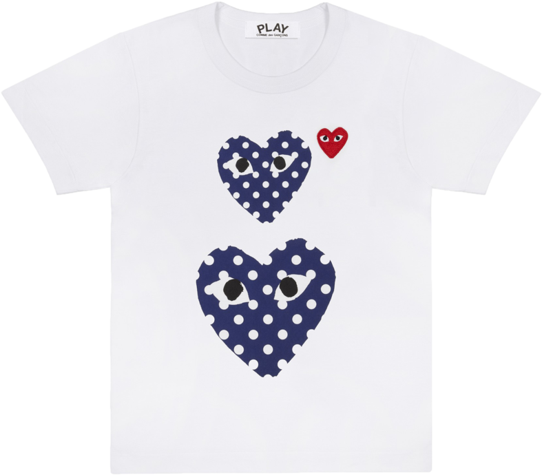 Download Cdg P1t238 Play Polka Dot T Shirt White Cdg Play Blue