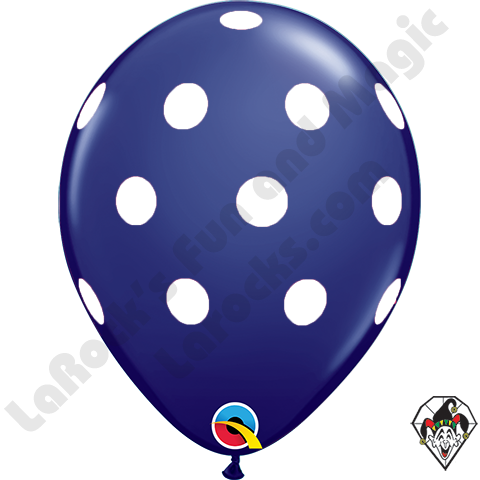 Qualatex 11 Inch Round Big Polka Dots Navy Blue W/white - Green Polka Dot Balloon (480x480), Png Download