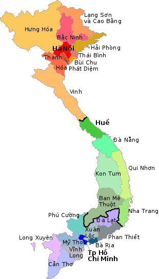 Current Latin Dioceses[edit] - Vietnam Map By Province (310x545), Png Download