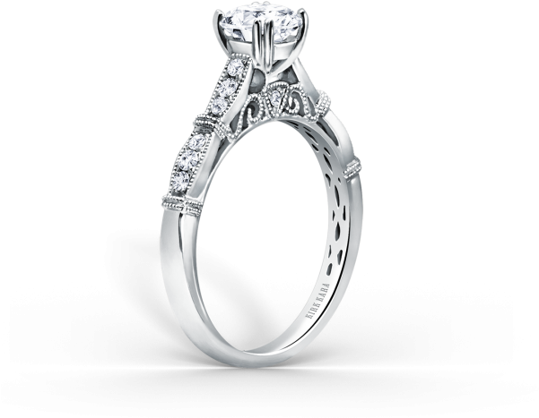 Stella 18k White Gold Engagement Ring - Gold Diamond Ring Png (600x600), Png Download