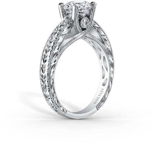 Stella 18k White Gold Engagement Ring - Filigree Engagement Rings Delicate (600x600), Png Download