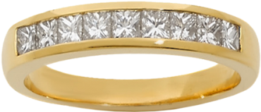 Yellow Gold Wedding Ring Half-paved With Princess Diamonds - Engagement Ring (750x750), Png Download