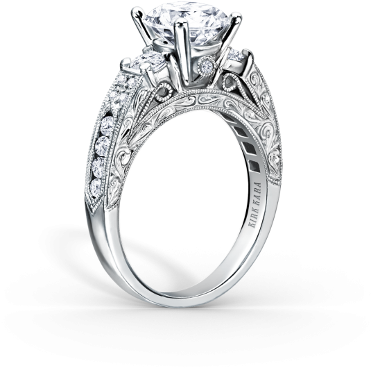Charlotte 18k White Gold Engagement Ring - Kirk Kara "charlotte" Pink Sapphire Diamond Engagement (600x600), Png Download