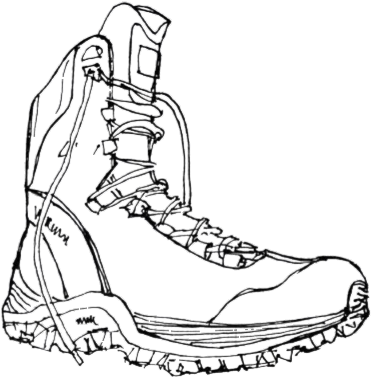 Black Line Drawing Of A Hiking Boot - Hiking Boot (393x386), Png Download