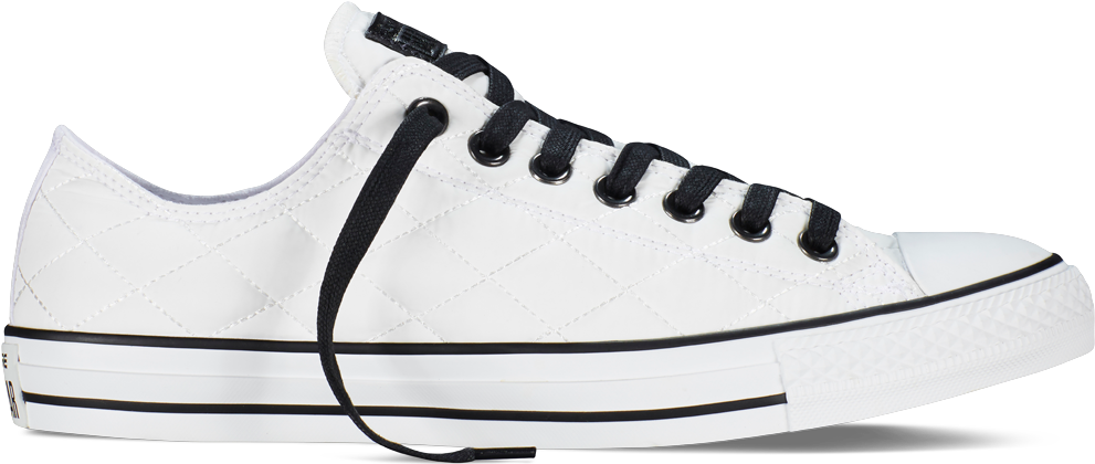 Chuck Taylor All Star Quilted White/black/white White/black/white - Chuck Taylor White With Black (1000x1000), Png Download