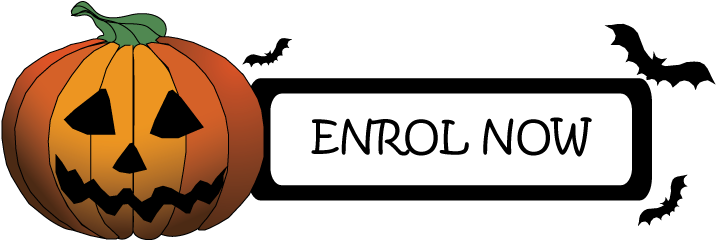 Happy Feet Halloween Enrol Button - Halloween Subscribe Button Png (763x263), Png Download