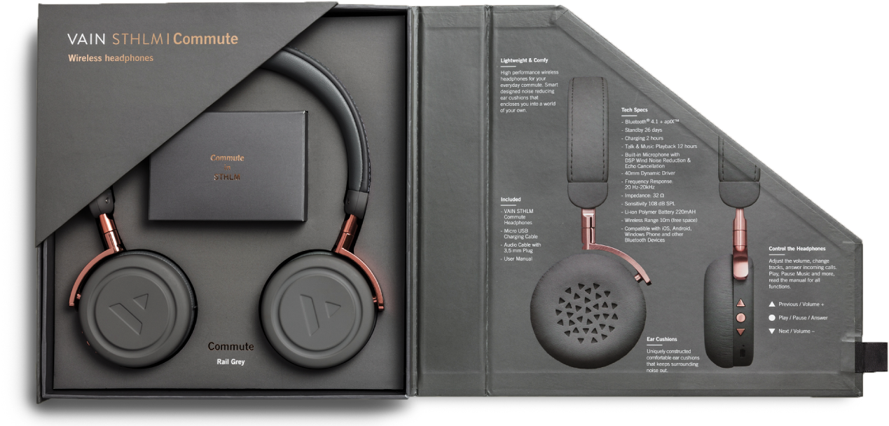 Vain Packaging - Headphones (1365x642), Png Download