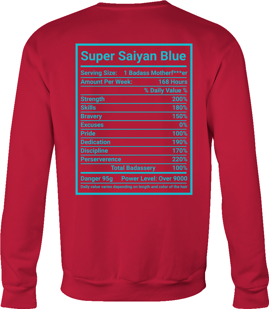 Super Saiyan Blue God Sweat Shirt -tl00175sw - T-shirt (1000x1000), Png Download