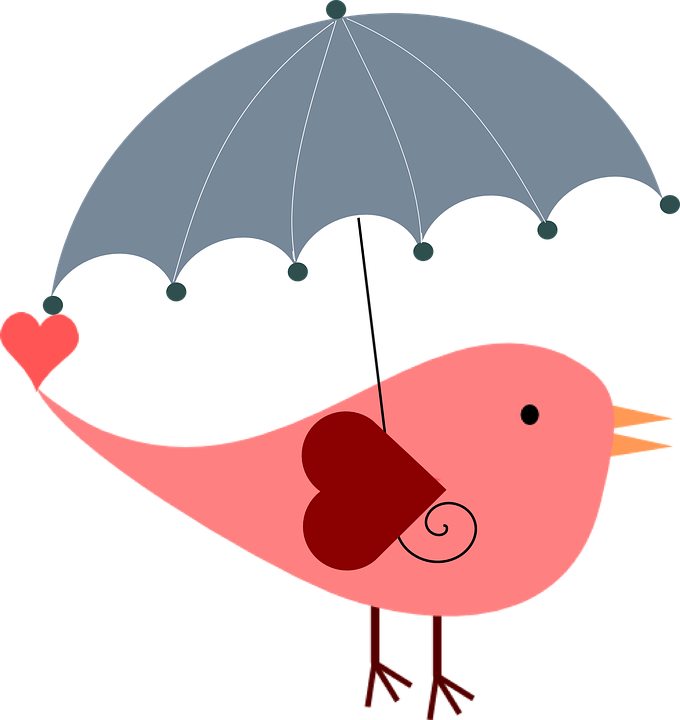 Cute Bird Png - Bridal Shower Umbrella Clip Art (605x640), Png Download