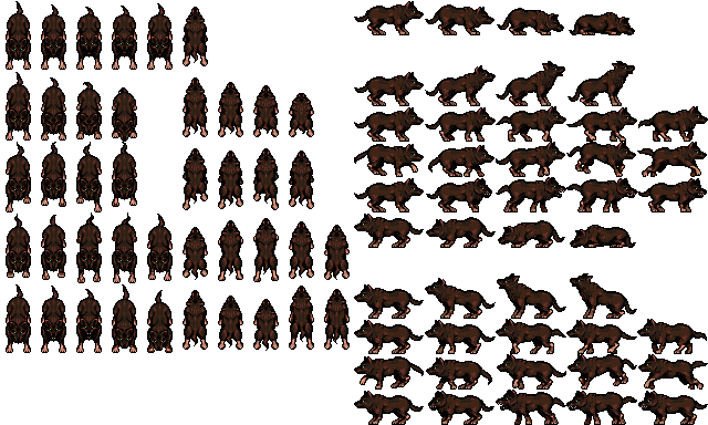 Wolfsheet2 - Sprite Sheet Top Down (640x384), Png Download