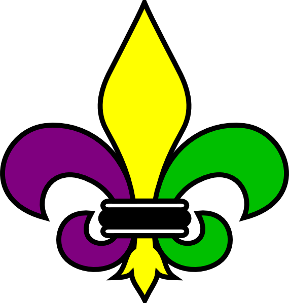 Fleur De Lis Png - Purple Green And Gold Fleur De Lis (570x598), Png Download