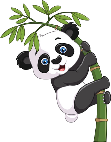 Baby Panda Climbing Bamboo Tree - Gambar Panda Png (384x488), Png Download
