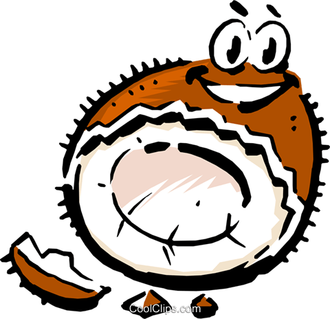 Cartoon Coconut Royalty Free Vector Clip Art Illustration - Noix De Coco Gif (480x464), Png Download