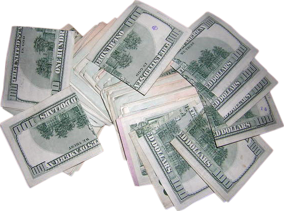 Free Dollar Bill Png - Real Money On My Bed (571x424), Png Download