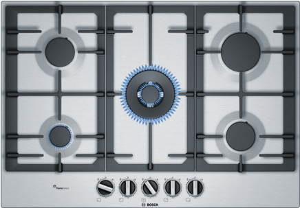 Bosch Pcr7a5b90a 75cm Series 6 Natural Gas Cooktop (435x515), Png Download