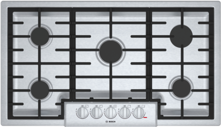 36" 5 Burner Gas Cooktop, Ngm8656uc, Stainless Steel - Bosch 800 Gas Cooktop 36 (435x515), Png Download