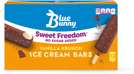 Blue Bunny No Sugar Added Sweet Freedom Vanilla Crunch - Blue Bunny Sweet Freedom (600x350), Png Download