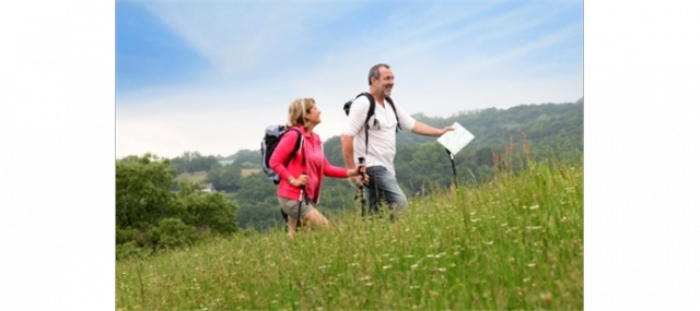 Why A Walk With Friends Is The Path To Good Health - Hiking Up A Hill (640x285), Png Download