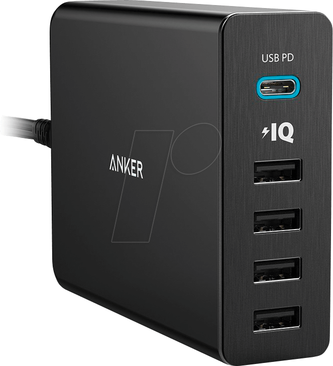 Usb Pd Charger Powerport , 5 V, 2400 Ma, 5 Usb Ports - [type C] Anker Usb Type-c 60w 5-port Usb Wall Charger, (663x727), Png Download