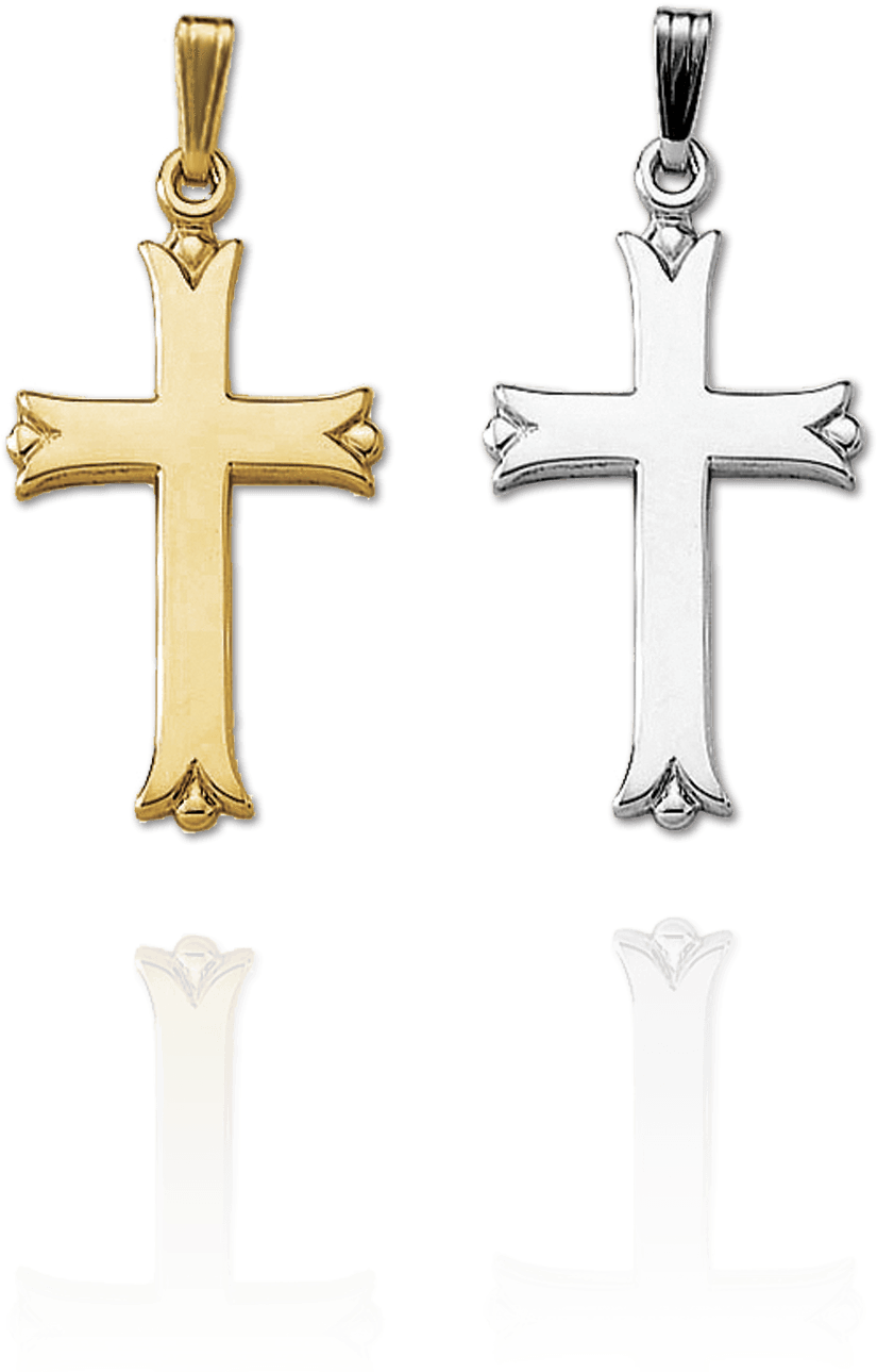 Trefoil Cross - 14kt Gold Solid Cross No Chain - Kp651n (1500x1500), Png Download