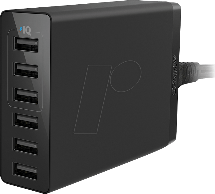 Anker Usb Charger Powerport 6, 30 W, Black Anker Ak-a2061311 - Anker Usb Charger Powerport 6, 60 W, Black - Powerport (699x632), Png Download