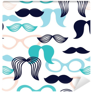 Pattern With Mustache And Glasses Wall Mural • Pixers® - Vector Graphics (400x400), Png Download