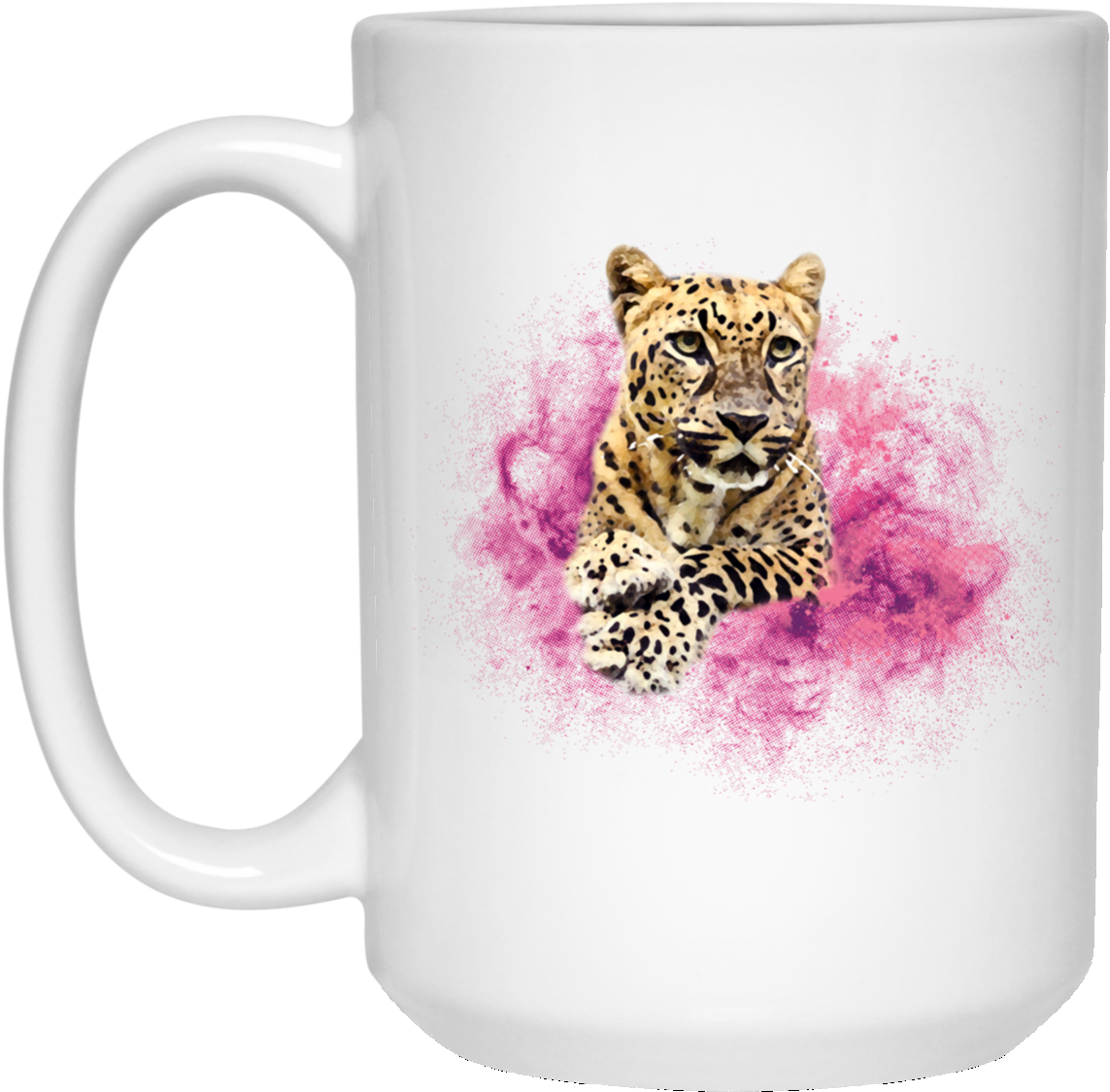 Jade Leopard Watercolor Pink Mug (1155x1155), Png Download