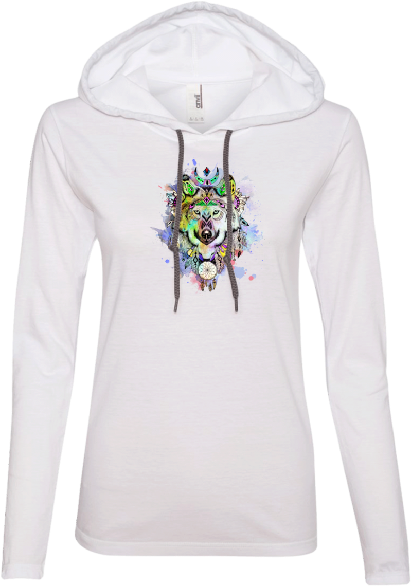 Watercolor Wolf T-shirt Hoodie - Hoodie (1155x1155), Png Download