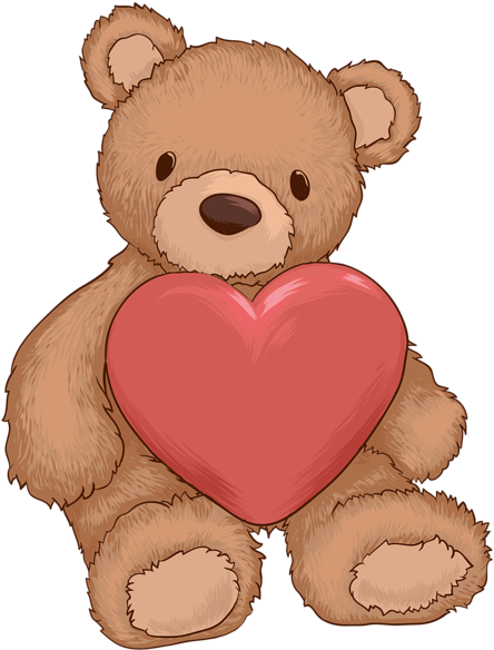 Teddy Bear With Heart Png Clip Art Image - Grazie Per Gli Auguri Di Natale (458x600), Png Download