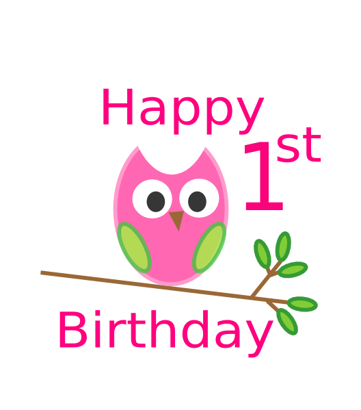 Picture Royalty Free 1st Birthday Clipart - Happy 1st Birthday Cute (528x599), Png Download