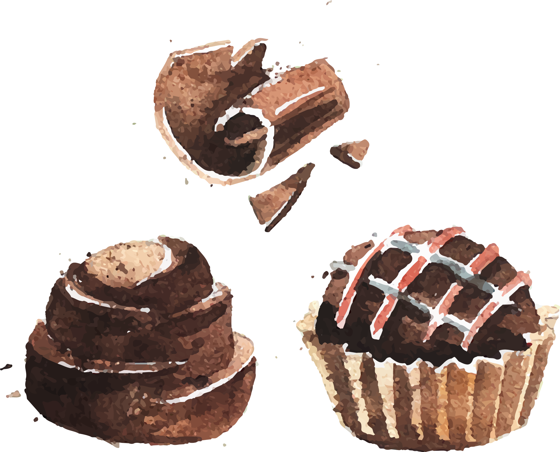 Chocolate Cake Bonbon Brigadeiro Watercolor Painting - Chocolate Truffle Drawing (1948x1573), Png Download